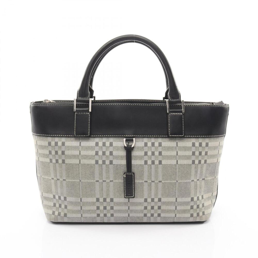 Burberry handbag, canvas and leather, women's, ivory black.